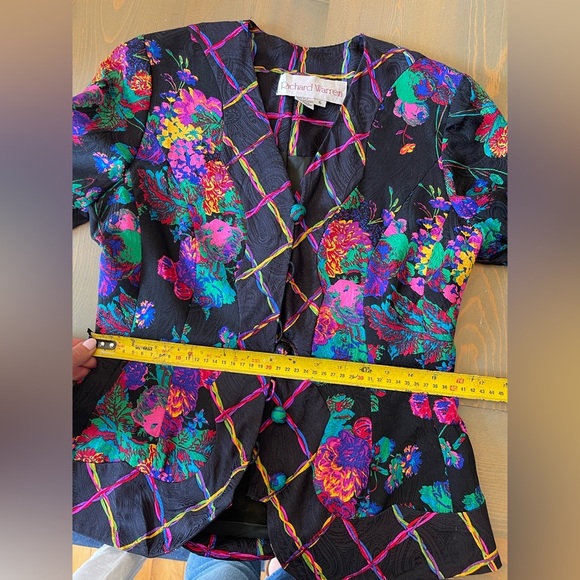 Vintage Silk Multicolor Women's Jacket Size 6 - Picture 6 of 8